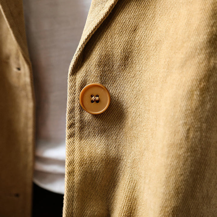 Chaqueta de algodón para mujer con bolsillos, cuello solapa, manga larga y botones, estilo primavera-otoño, con Buddha Stones - image 8