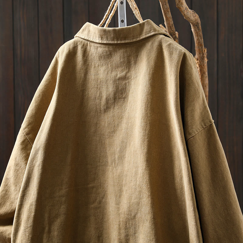 Chaqueta de algodón para mujer con bolsillos, cuello solapa, manga larga y botones, estilo primavera-otoño, con Buddha Stones - image 4