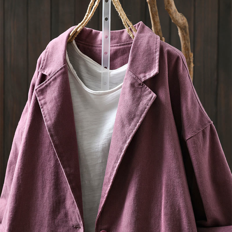 Chaqueta de mujer de manga larga, media, con bolsillos, botones, cuello de solapa y estampado de Buddha Stones para primavera y otoño. - image 23