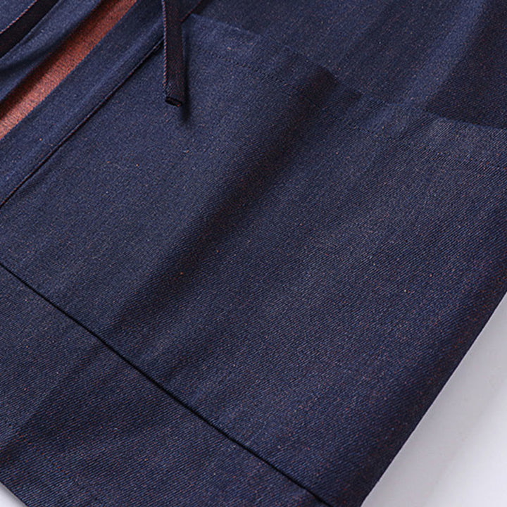 Chaqueta estilo kimono de algodón vaquero para hombre con mangas tres cuartos, abertura frontal y cordones de Buddha Stones - image 6