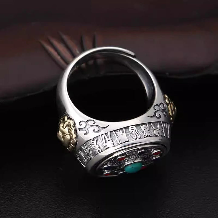 Anillo giratorio ajustable con monedas de cobre, Buddha Stones y Bagua. - image 8
