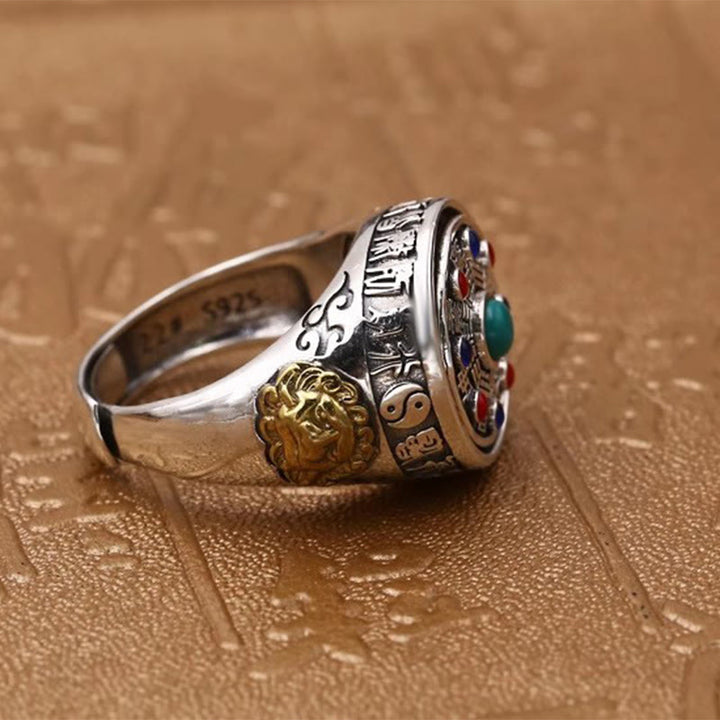 Anillo giratorio ajustable con monedas de cobre, Buddha Stones y Bagua. - image 9