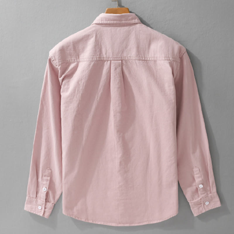 Camisa de algodón de manga larga para hombre con cuello alto, botones lisos y bolsillo decorativo con Buddha Stones - image 2