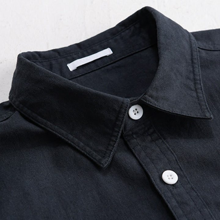 Camisa de algodón de manga larga para hombre con cuello alto, botones lisos y bolsillo decorativo con Buddha Stones - image 10