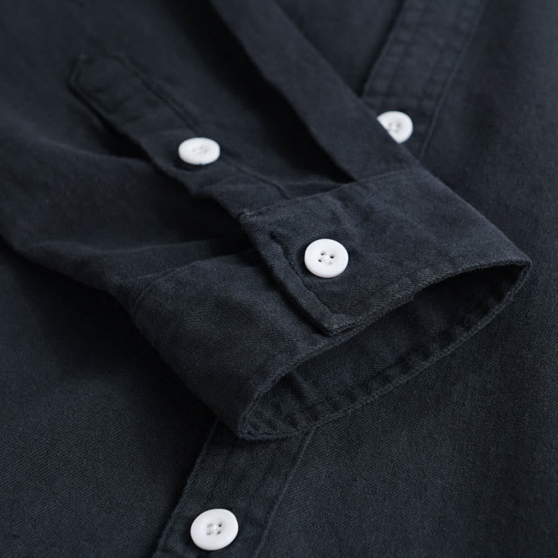 Camisa de algodón de manga larga para hombre con cuello alto, botones lisos y bolsillo decorativo con Buddha Stones - image 14