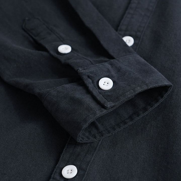 Camisa de algodón de manga larga para hombre con cuello alto, botones lisos y bolsillo decorativo con Buddha Stones - image 14