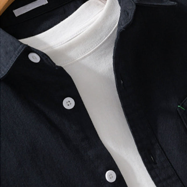 Camisa de algodón de manga larga para hombre con cuello alto, botones lisos y bolsillo decorativo con Buddha Stones - image 11