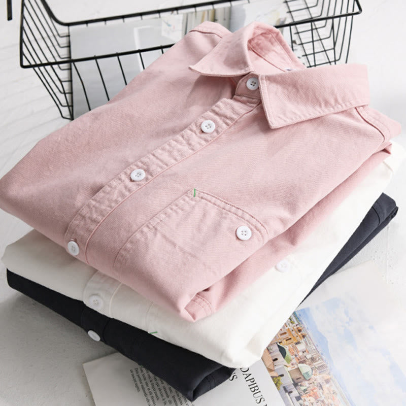 Camisa de algodón de manga larga para hombre con cuello alto, botones lisos y bolsillo decorativo con Buddha Stones - image 1