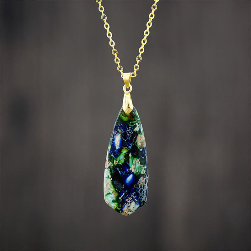 Collares y colgantes de la felicidad de la piedra del emperador y las Buddha Stones - Cadena dorada de piedra emperador azul oscuro - image 4