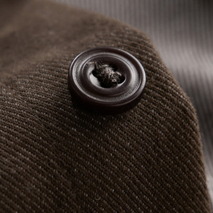 Camisa de algodón de manga larga con cuello alto y botones sólidos para hombre con estampado de Buddha Stones caídas - image 5