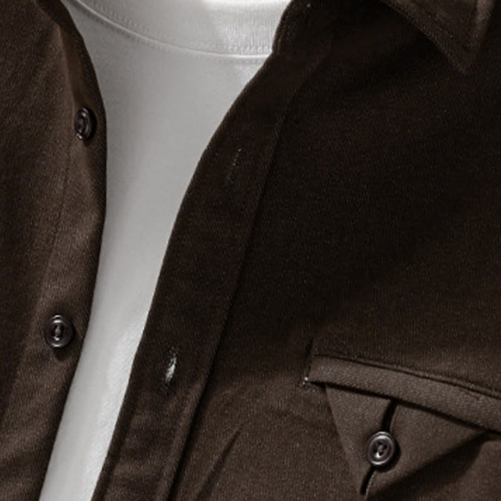 Camisa de algodón de manga larga con cuello alto y botones sólidos para hombre con estampado de Buddha Stones caídas - image 2