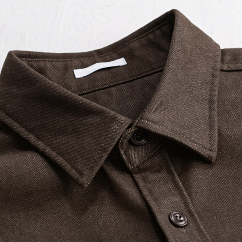 Camisa de algodón de manga larga con cuello alto y botones sólidos para hombre con estampado de Buddha Stones caídas - image 1