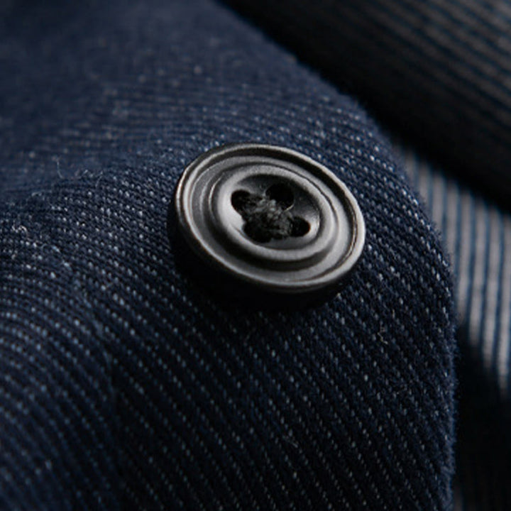 Camisa de algodón de manga larga con cuello alto y botones sólidos para hombre con estampado de Buddha Stones caídas - image 8