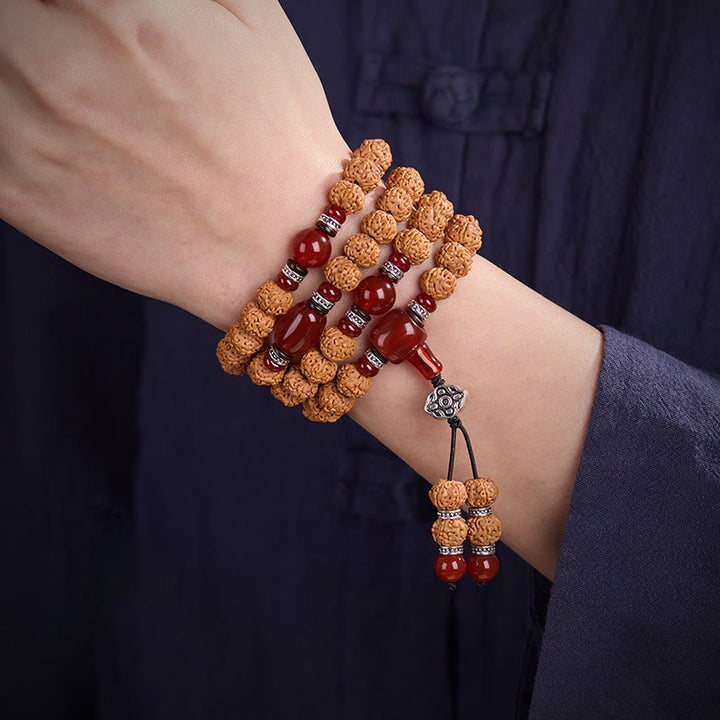 Mala tibetano de 108 Buddha Stones , semillas de Bodhi, cuentas Dzi de tres ojos, auspiciosidad - image 7