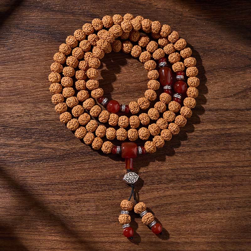Mala tibetano de 108 Buddha Stones , semillas de Bodhi, cuentas Dzi de tres ojos, auspiciosidad - Buena fortuna y armonía - 10 mm - image 3