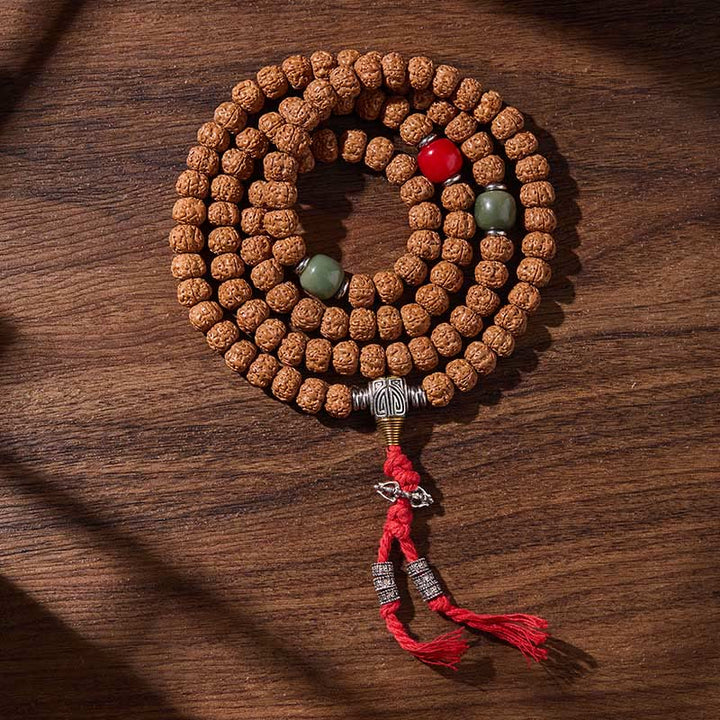 Mala tibetano de 108 Buddha Stones , semillas de Bodhi, cuentas Dzi de tres ojos, auspiciosidad - Todo va como se desea - 10 mm - image 0