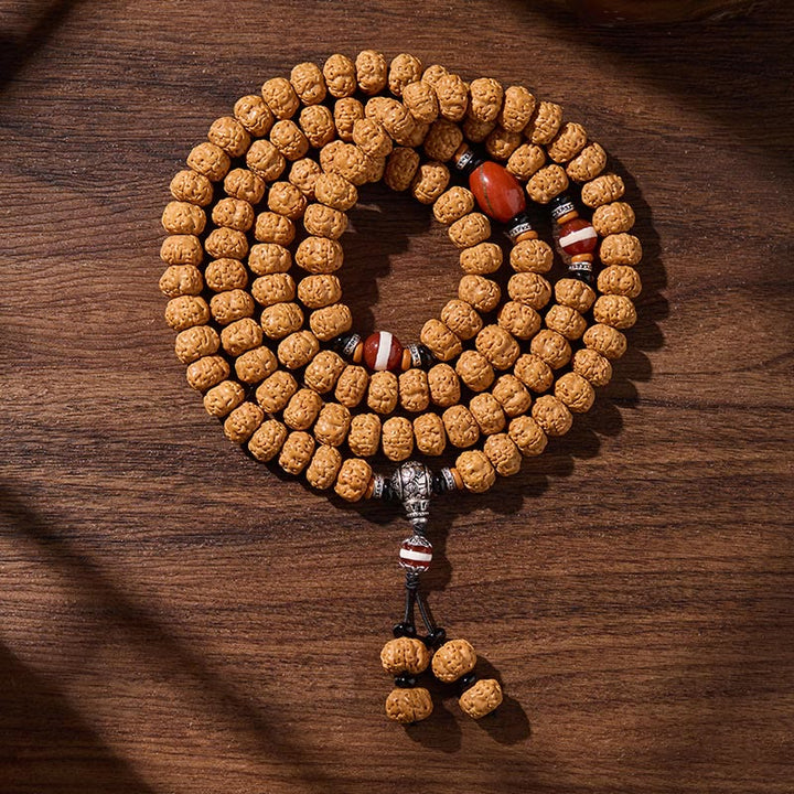 Mala tibetano de 108 Buddha Stones , semillas de Bodhi, cuentas Dzi de tres ojos, auspiciosidad - Sol naciente - 10 mm - image 19