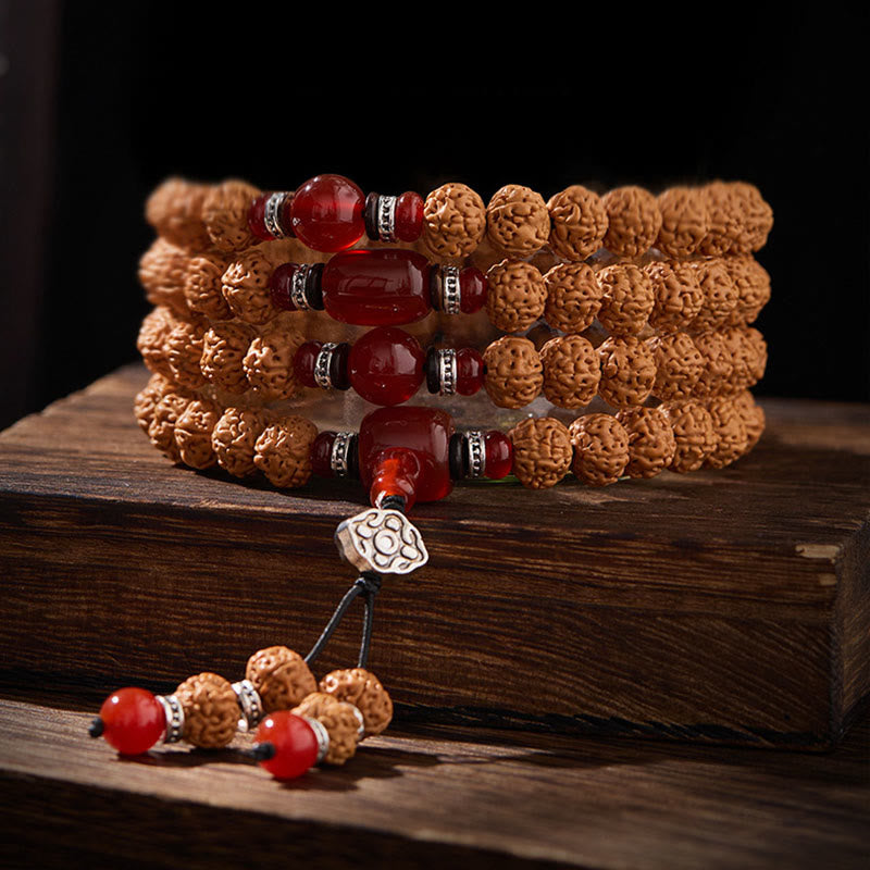 Mala tibetano de 108 Buddha Stones , semillas de Bodhi, cuentas Dzi de tres ojos, auspiciosidad - image 9