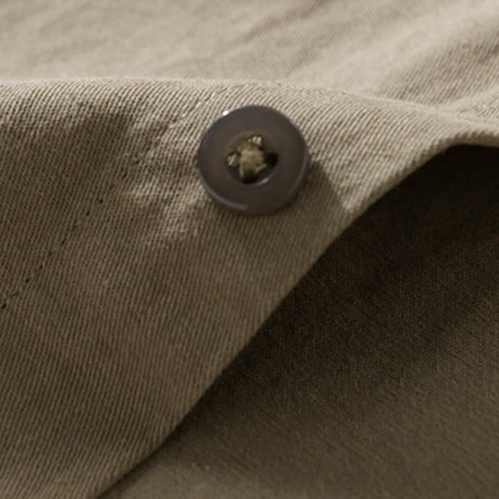 Camisa informal de algodón de manga larga con cuello alto y bolsillos decorativos para hombre con estampado de Buddha Stones - image 16