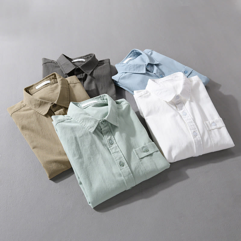 Camisa informal de algodón de manga larga con cuello alto y bolsillos decorativos para hombre con estampado de Buddha Stones - image 24