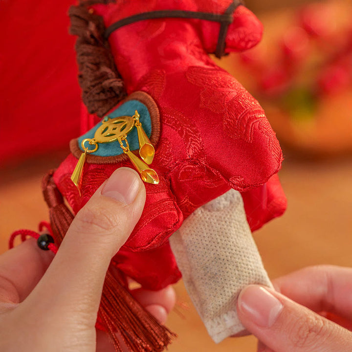Decoración colgante con Buddha Stones, Año del Caballo, bordado con hilo rojo, Libertad - image 5