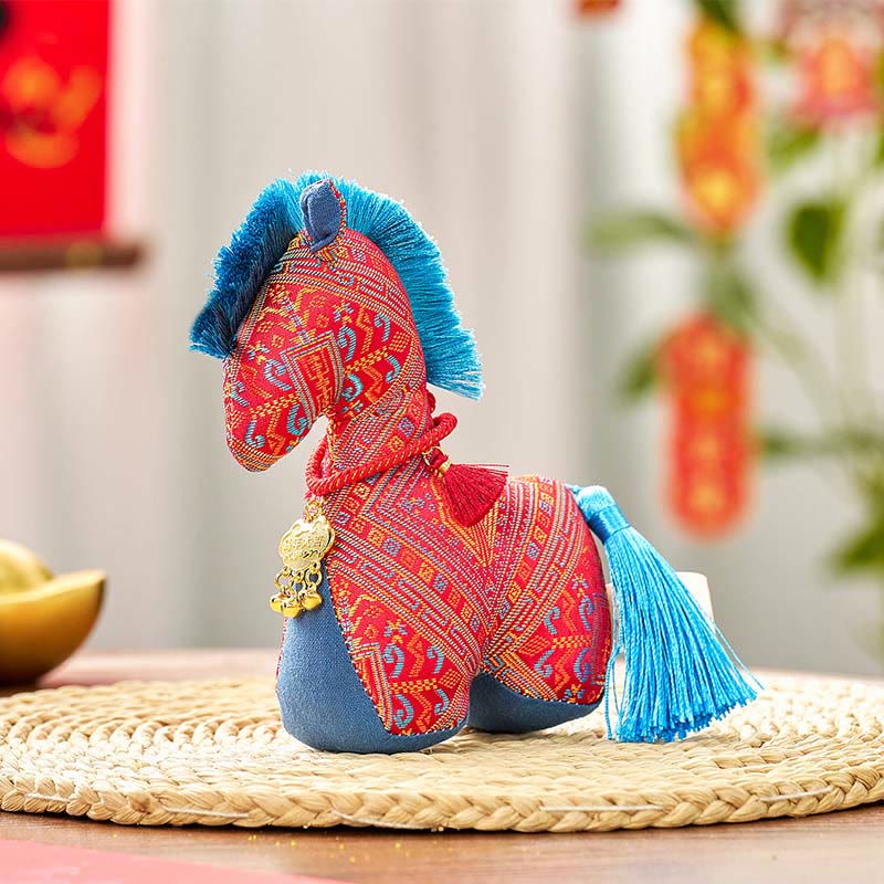 Bordado de hilo rojo con Buddha Stones y borlas para el Año del Caballo - Caballo rojo - 16*12 cm - image 1