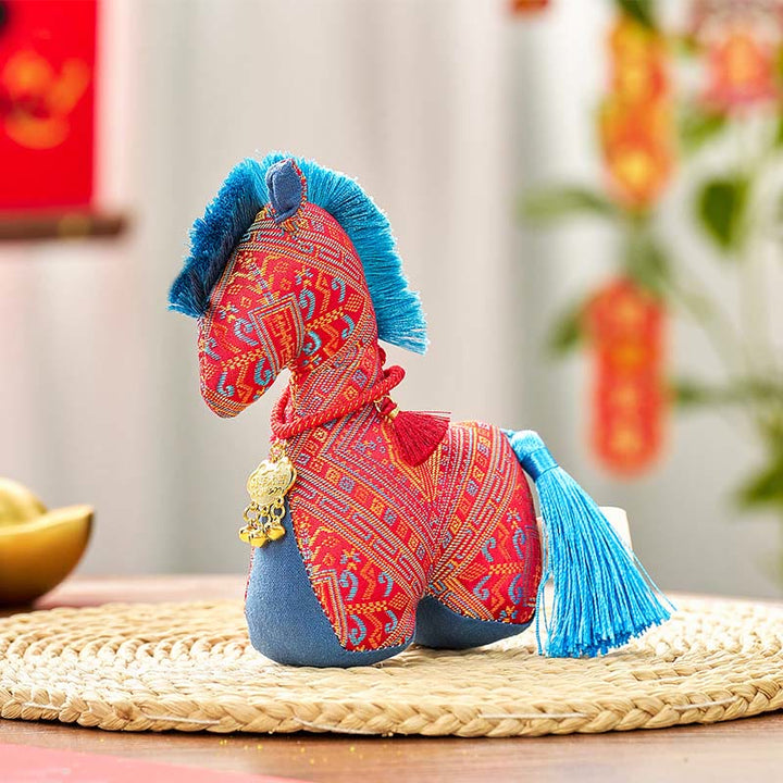 Bordado de hilo rojo con Buddha Stones y borlas para el Año del Caballo - Caballo rojo - 16*12 cm - image 1