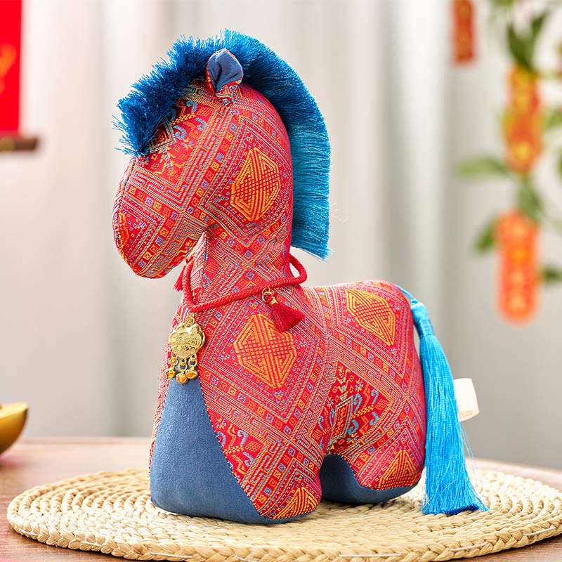 Bordado de hilo rojo con Buddha Stones y borlas para el Año del Caballo - Caballo rojo - 25*20 cm - image 3