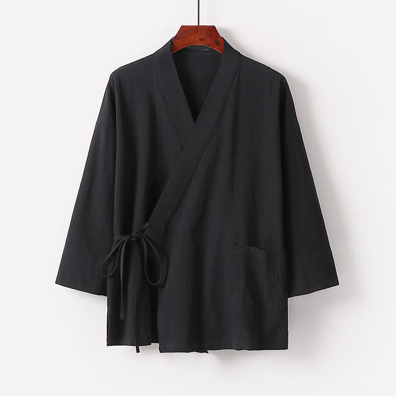 Conjunto de 2 piezas de kimono de algodón con cordones y pantalones anchos hasta los tobillos con bolsillos para hombre , con Buddha Stones - image 6