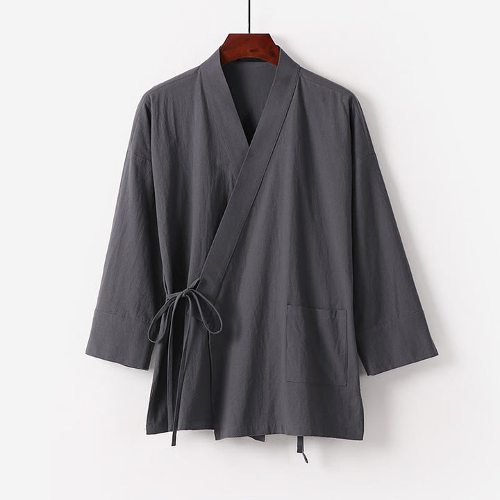 Conjunto de 2 piezas de kimono de algodón con cordones y pantalones anchos hasta los tobillos con bolsillos para hombre , con Buddha Stones - image 2