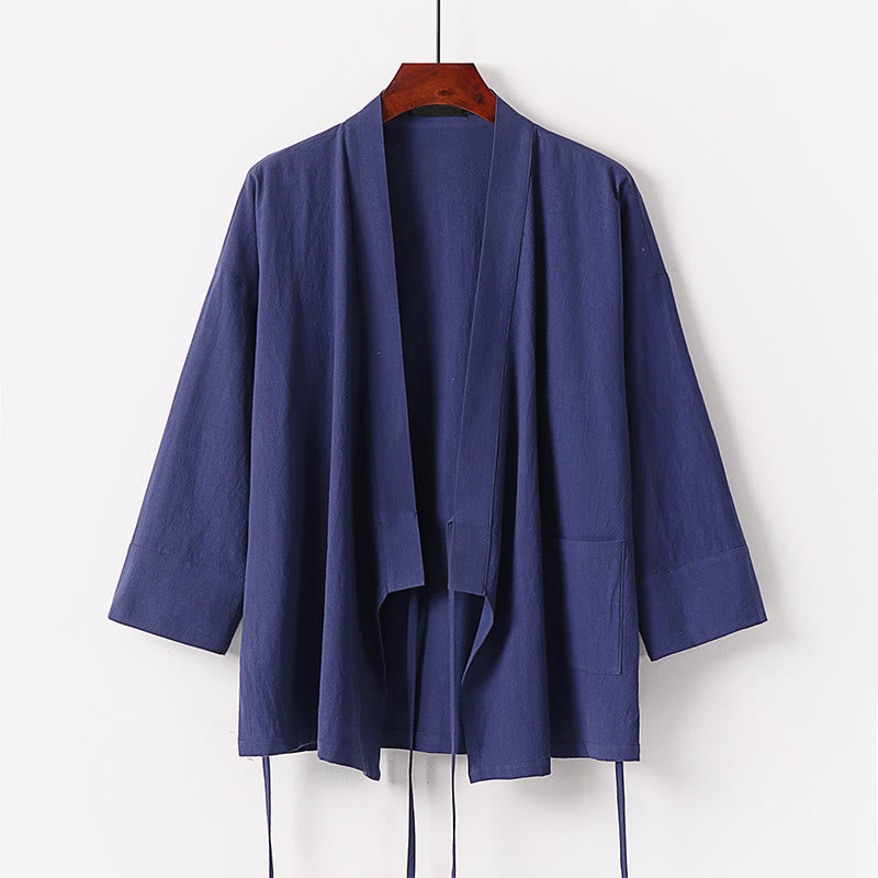 Conjunto de 2 piezas de kimono de algodón con cordones y pantalones anchos hasta los tobillos con bolsillos para hombre , con Buddha Stones - image 9