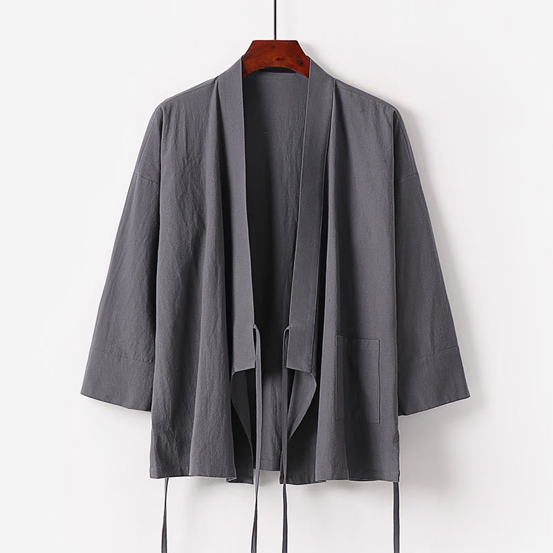 Conjunto de 2 piezas de kimono de algodón con cordones y pantalones anchos hasta los tobillos con bolsillos para hombre , con Buddha Stones - image 1