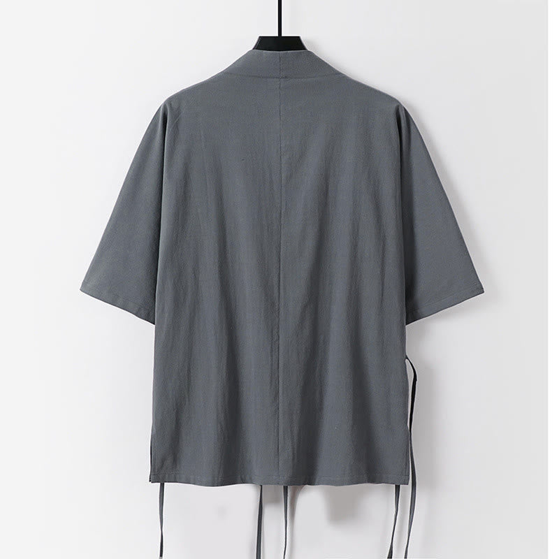 Conjunto de 2 Buddha Stones de kimono de algodón con cordones y mangas tres cuartos para hombre, con bolsillos y cordón ajustable, para meditación - image 2