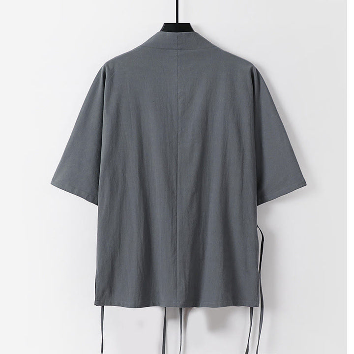 Conjunto de 2 Buddha Stones de kimono de algodón con cordones y mangas tres cuartos para hombre, con bolsillos y cordón ajustable, para meditación - image 2