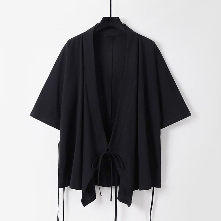 Conjunto de 2 Buddha Stones de kimono de algodón con cordones y mangas tres cuartos para hombre, con bolsillos y cordón ajustable, para meditación - image 5