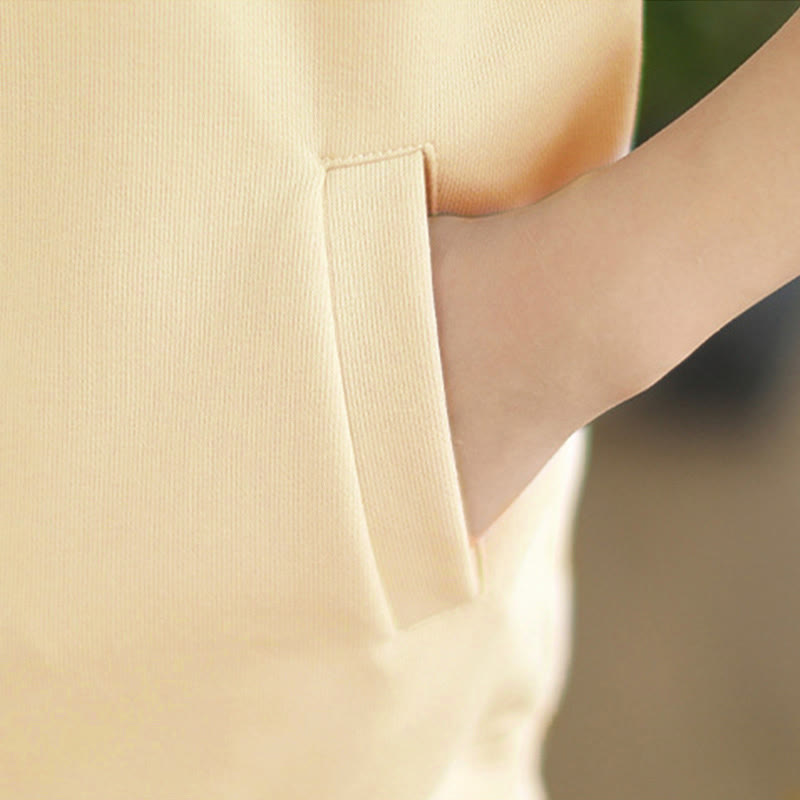 Sudadera de algodón de manga larga para mujer con diseño de botones y cuello alto liso con estampado de Buddha Stones Fall - image 17