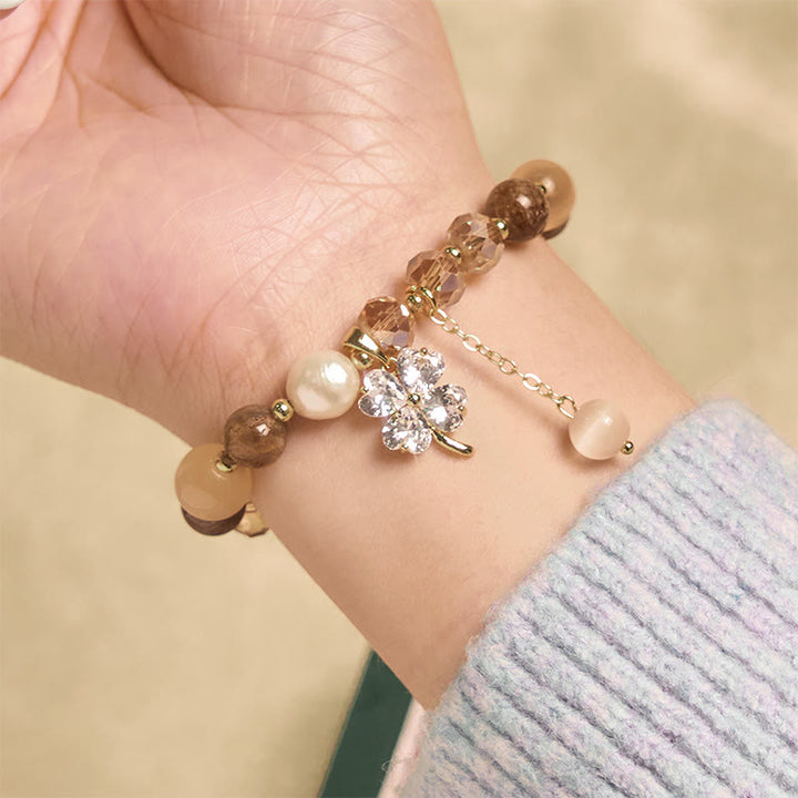Pulsera de equilibrio con Buddha Stones de cuatro hojas, amatista, citrino, cuarzo fresa verde y cuarzo rutilado. - image 22