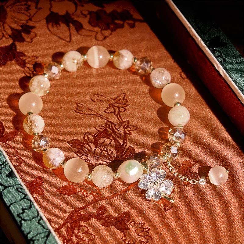 Pulsera de equilibrio con Buddha Stones de cuatro hojas, amatista, citrino, cuarzo fresa verde y cuarzo rutilado. - Citrino (circunferencia de la muñeca: 15-17 cm) - image 8