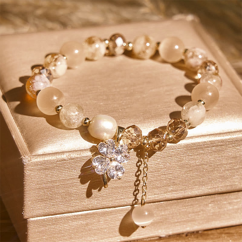 Pulsera de equilibrio con Buddha Stones de cuatro hojas, amatista, citrino, cuarzo fresa verde y cuarzo rutilado. - image 9