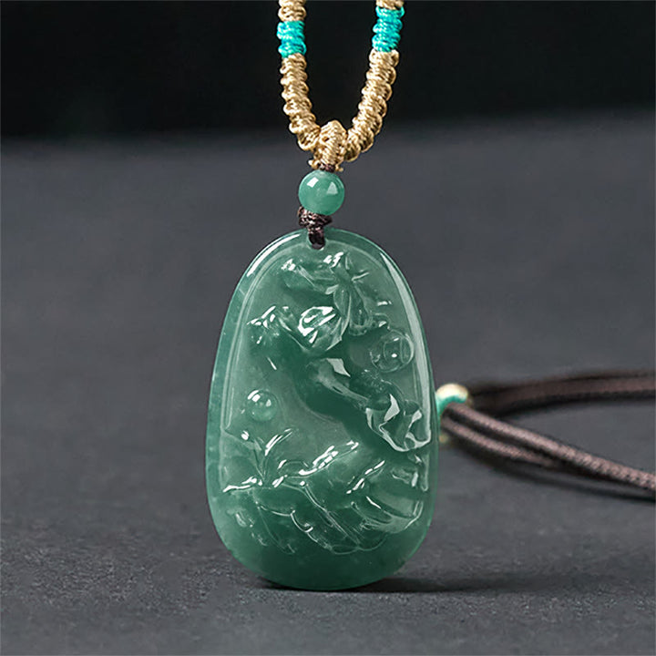 Collar con colgantes de energía de prosperidad , Buddha Stones, año del Caballo y Dragón, monedas de cobre talladas a mano y cuerda de jade. - image 1