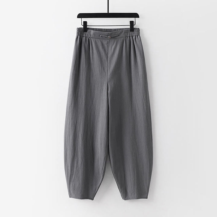 Pantalones rectos de verano Buddha Stones para hombre, de algodón y lino, hasta el tobillo, con bolsillos - Gris - US/UK/AU54, EU64 (9XL) - image 1