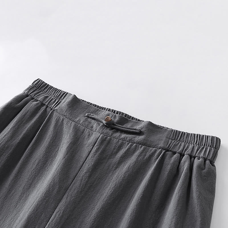 Pantalones rectos de verano Buddha Stones para hombre, de algodón y lino, hasta el tobillo, con bolsillos - image 6