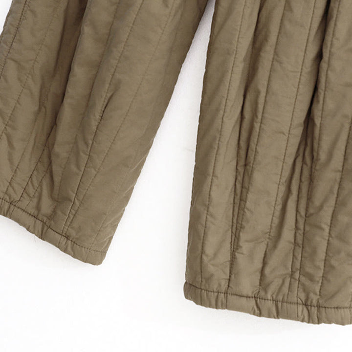 Pantalones harén de algodón para mujer con diseño de bloques de color liso de invierno y bolsillos de Buddha Stones - image 4