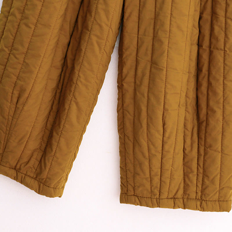 Pantalones harén de algodón para mujer con diseño de bloques de color liso de invierno y bolsillos de Buddha Stones - image 34
