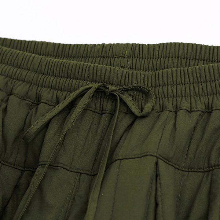 Pantalones harén de algodón para mujer con diseño de bloques de color liso de invierno y bolsillos de Buddha Stones - image 21