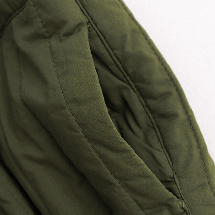 Pantalones harén de algodón para mujer con diseño de bloques de color liso de invierno y bolsillos de Buddha Stones - image 23