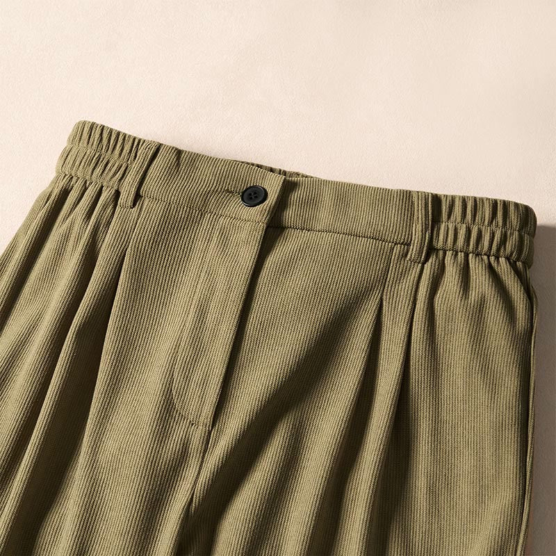 Pantalones harén de cintura alta con bolsillos para mujer de Buddha Stones Commute Fall Corduroy - image 2