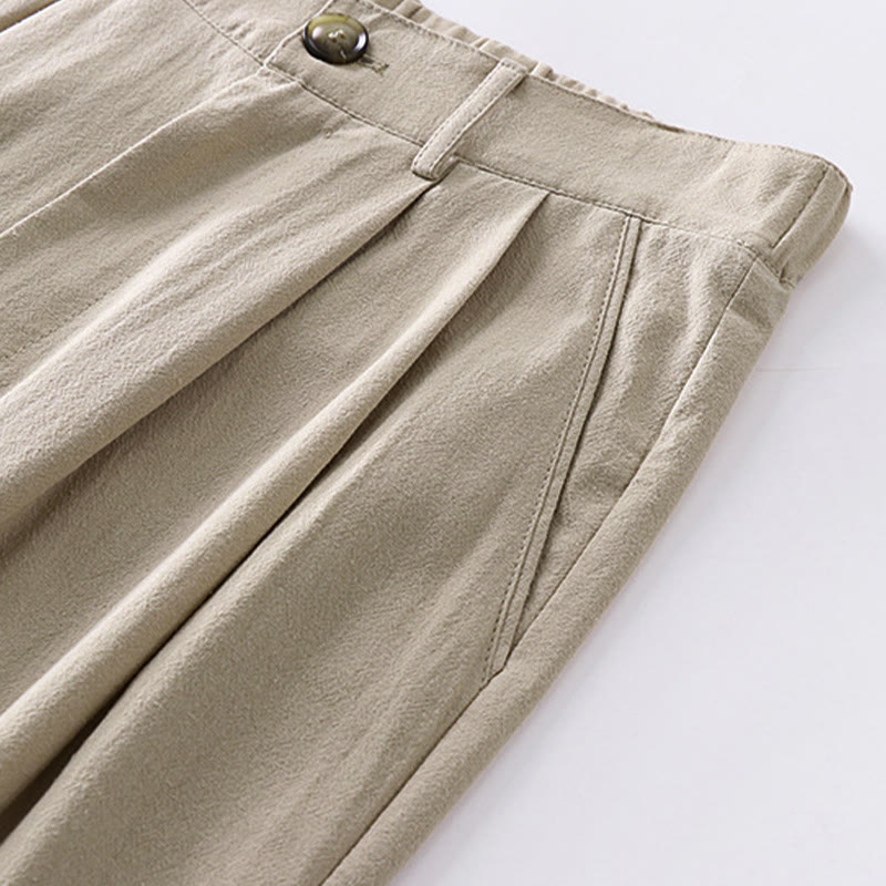 Pantalones rectos de algodón y lino con bolsillos para hombre, de Buddha Stones, para primavera y otoño. - image 4