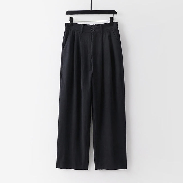 Pantalones rectos de algodón y lino con bolsillos para hombre, de Buddha Stones, para primavera y otoño. - Negro - US/UK/AU54, EU64 (9XL) - image 10