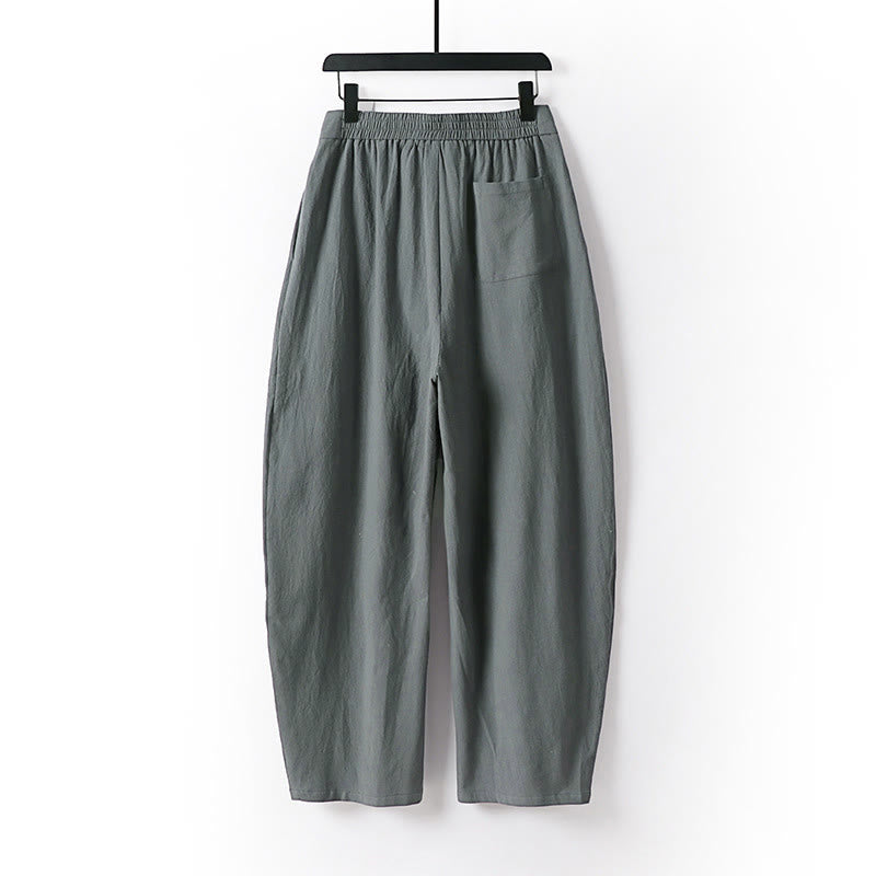 Pantalones de lino y algodón para hombre con diseño de Buddha Stones, pierna recta, cremallera y bolsillos. - image 1